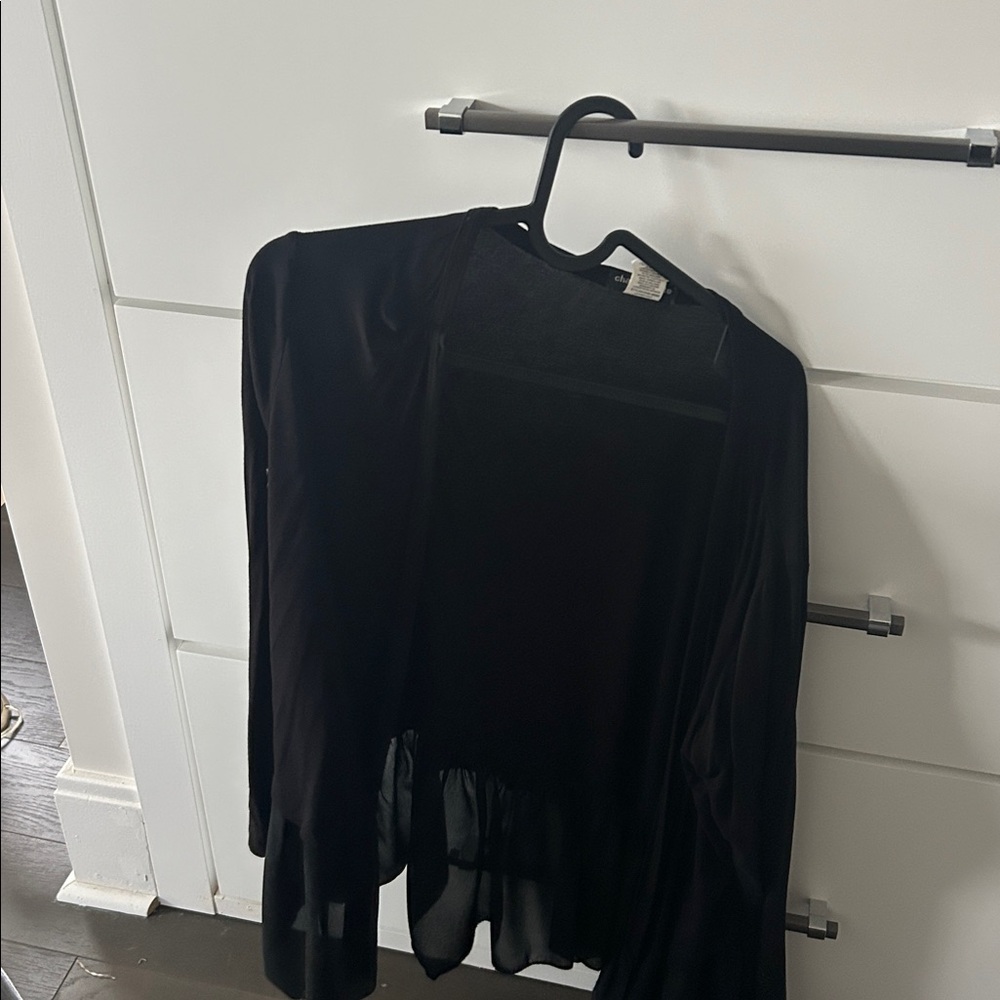 Black cardigan with sheer bottom-elevates an everyday outfit